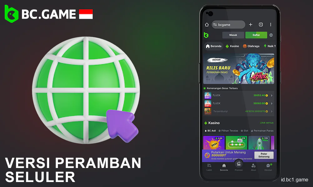 Versi browser BC.Game untuk orang Indonesia