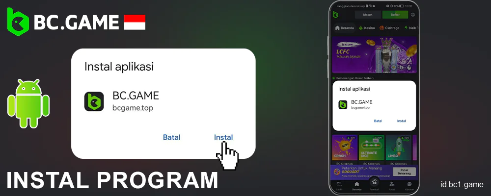 Pasang aplikasi BC.Game Indonesia di Android