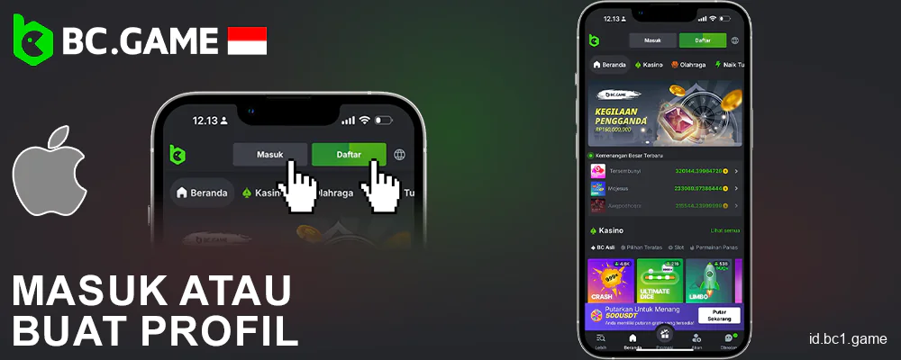 Daftar di aplikasi BC.Game Indonesia di iOS