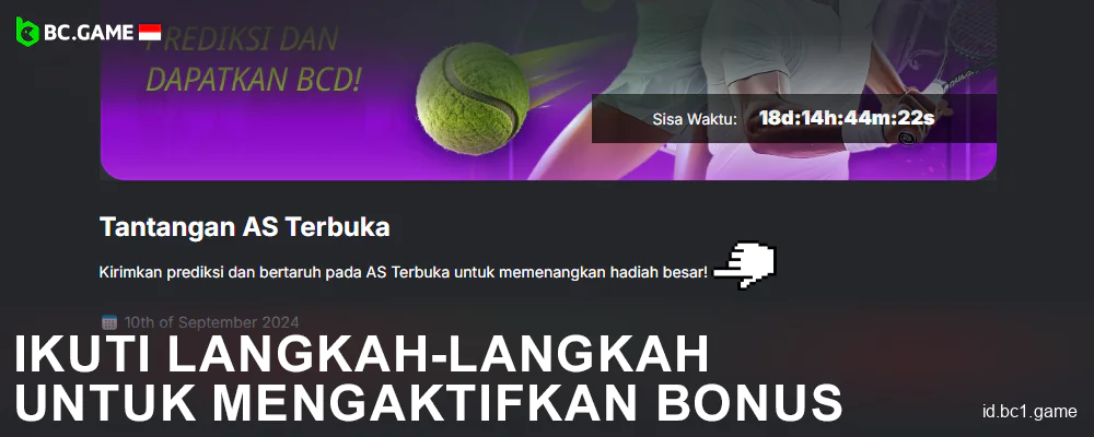 Ikuti langkah-langkah untuk mengaktifkan bonus di BC.Game Indonesia