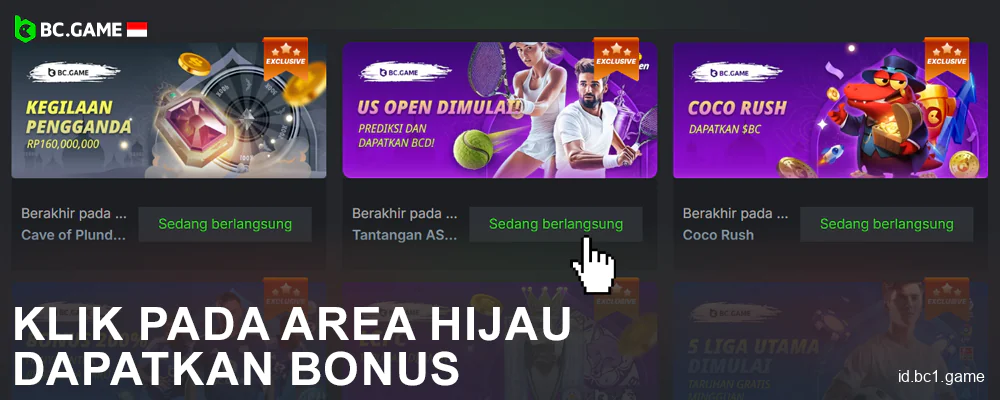 Pilih promosi di BC.Game Indonesia