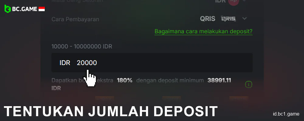 Tentukan nominal deposit di BC.Game Indonesia