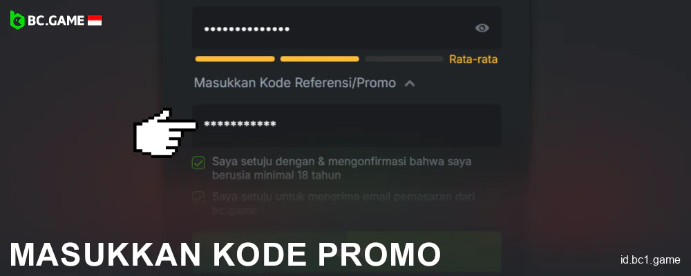 Masukkan kode promo di BC.Game Indonesia