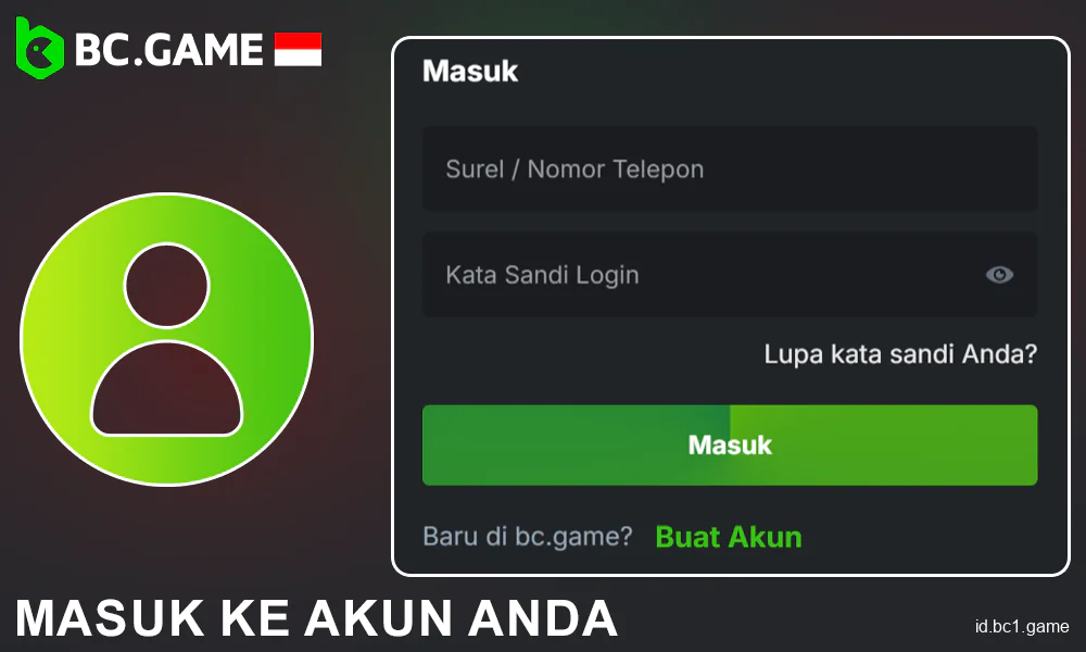 Cara masuk ke akun BC.Game untuk orang Indonesia