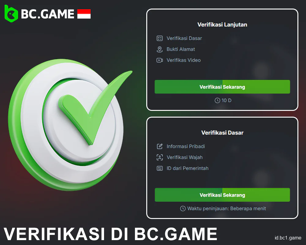 Verifikasi profil BC.Game untuk pemain Indonesia